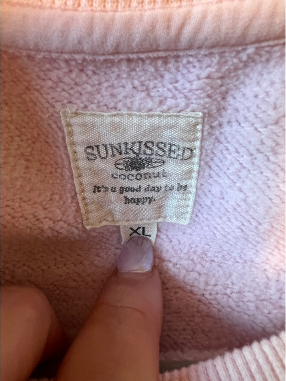 Sunkissed Coconut Pink Embroidered Sun Sweatshirt XL Boho Oversized - Picture 3 of 3
